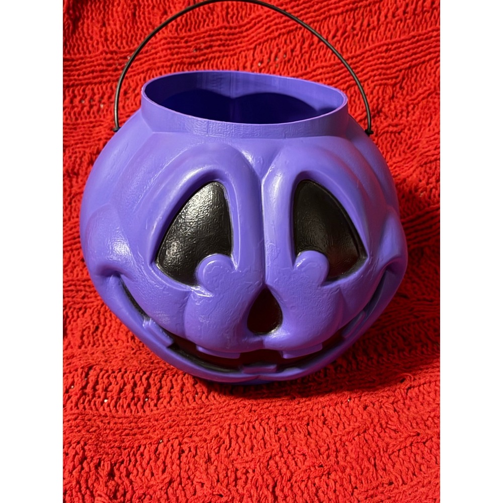 Vintage General Foam Purple Pumpkin Blow Mold Halloween Bucket 078-120047